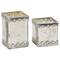 Set of 2 White Glass Glam Candle Holder, 6", 8"